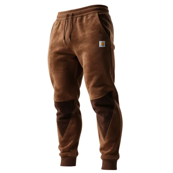 Men's Contrast Color Stitching Elastic Waist Drawstring Trousers - Wayrates.com 