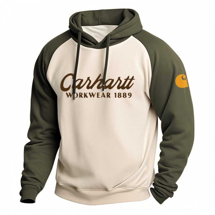 Carhartt Men's Vintage 1889 Print Color Block Raglan Long Sleeve Hoodie