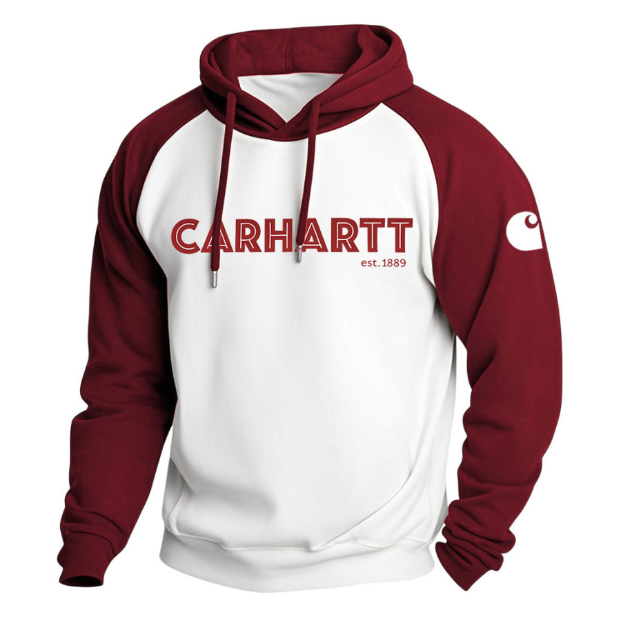 

Men's Vintage Est 1889 Print Color Block Raglan Long Sleeve Hoodie