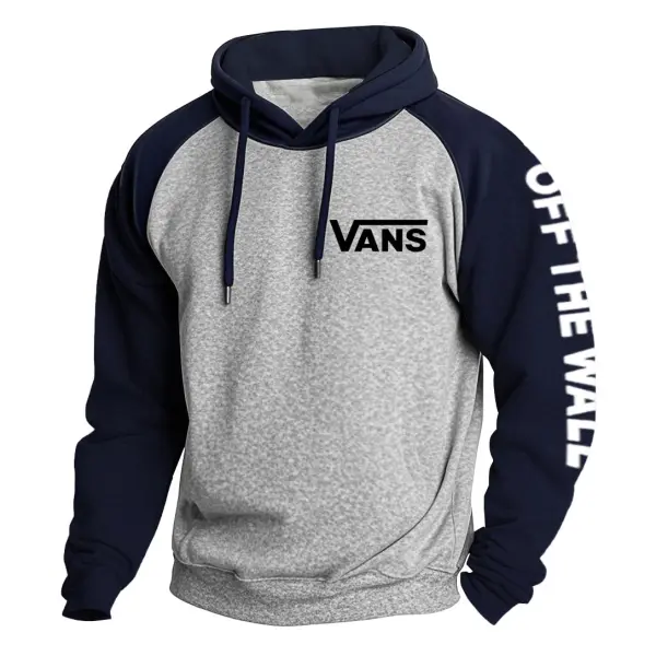Men's Vintage Off The Wall Print Raglan Long Sleeve Hoodie - Wayrates.com 
