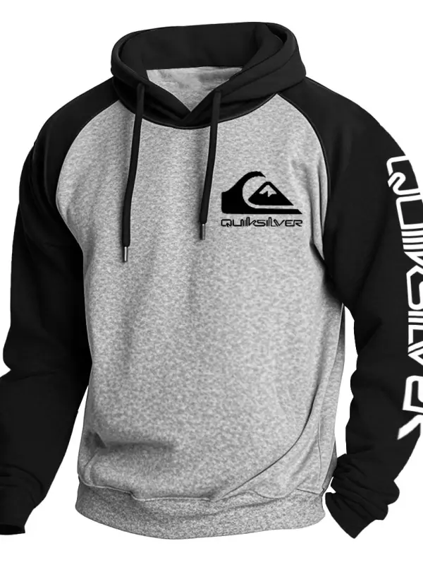 Men's Vintage Surfing Print Raglan Long Sleeve Hoodie - Pragmaace.com 