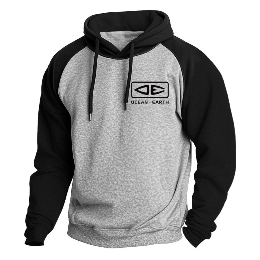 

Men's Vintage Ocean Surfing Print Raglan Long Sleeve Hoodie
