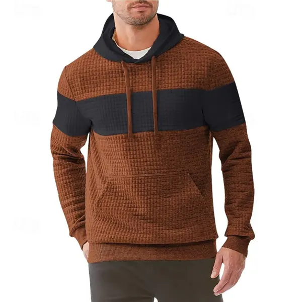 Men's Vintage Brown And Black Striped Hooded Sweatshirt - Rabclub.com 