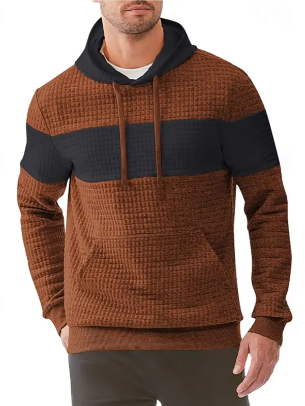 Men's Vintage Brown And Black Striped Hooded Sweatshirt - Pragmaace.com 