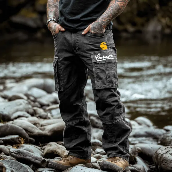 Cargo Pants With Printed Logo For Outdoor Adventures - Upgradecool.com 