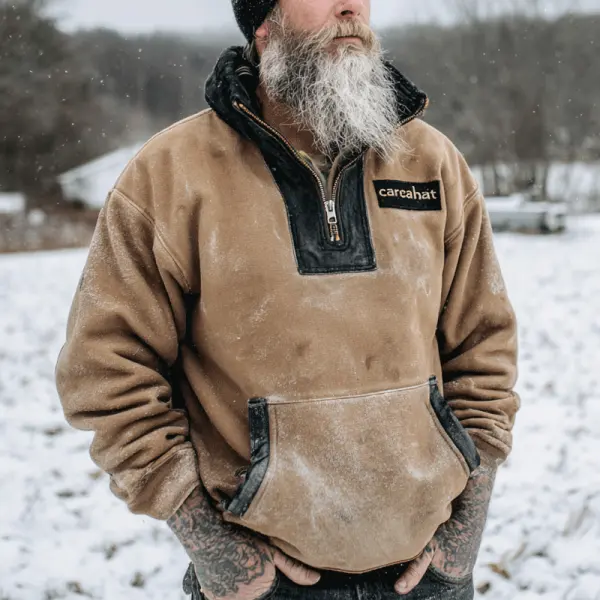 Winter-Ready Half-Zip Pullover With Logo Patch - Wayrates.com 