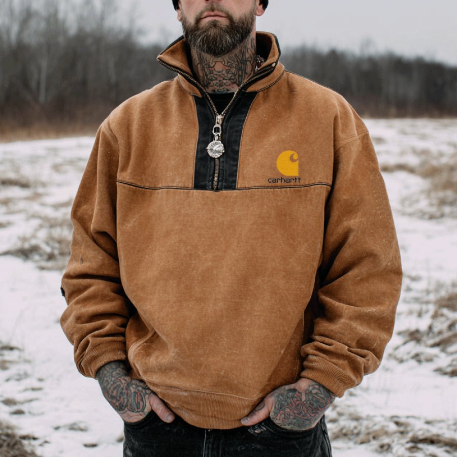 

Winter-Ready Half-Zip Pullover With Logo Embroidery
