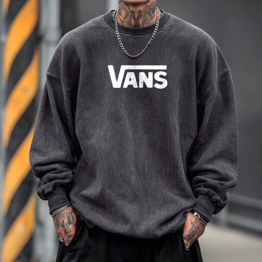 Washed Vintage Oversized Graphic Sweatshirt For Casual Streetwear