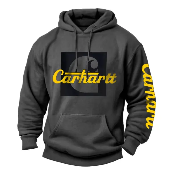 Men's Vintage Letter Print Pocket Long Sleeve Hoodie - Wayrates.com 