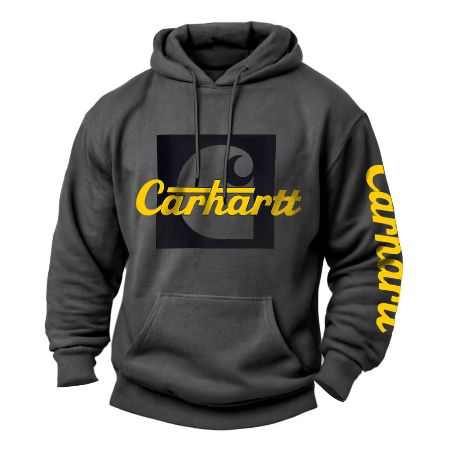 

Men's Vintage Letter Print Pocket Long Sleeve Hoodie