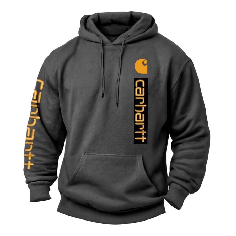 

Men's Vintage Letter Print Pocket Long Sleeve Hoodie