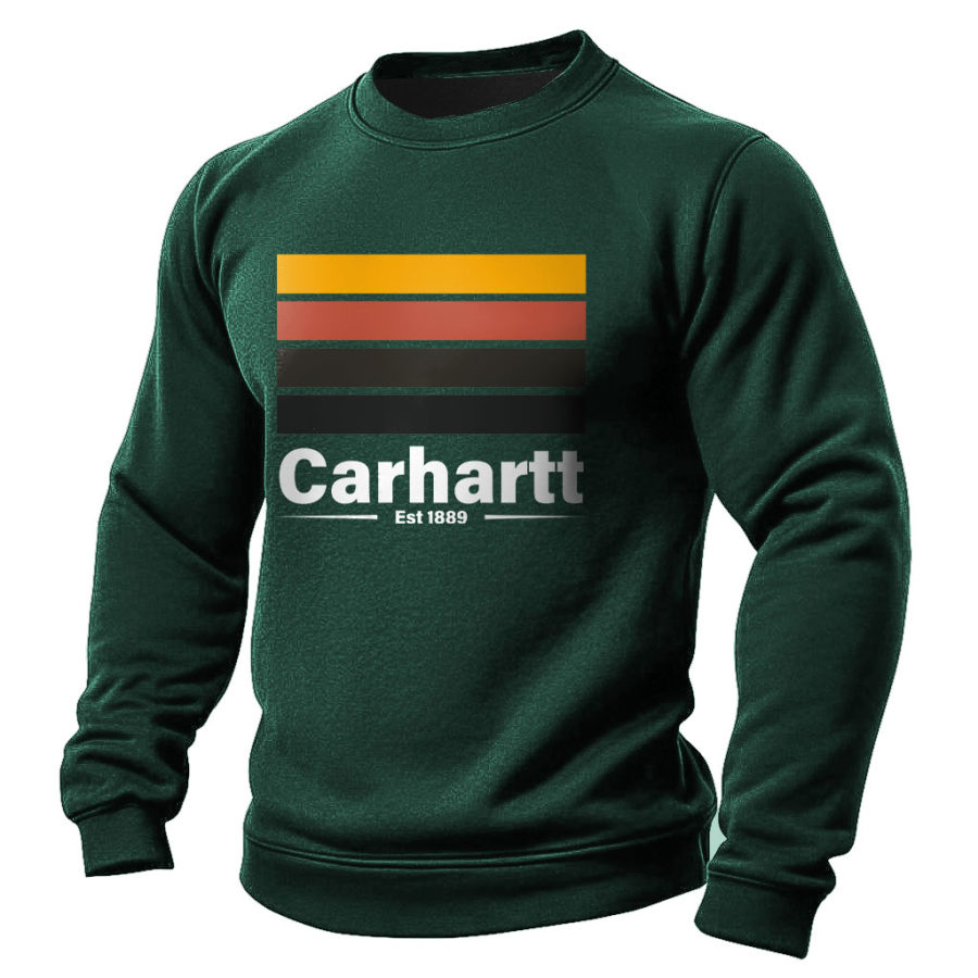 Men's Vintage Est 1889 Printed Long Sleeve Crew Neck Sweatshirt
