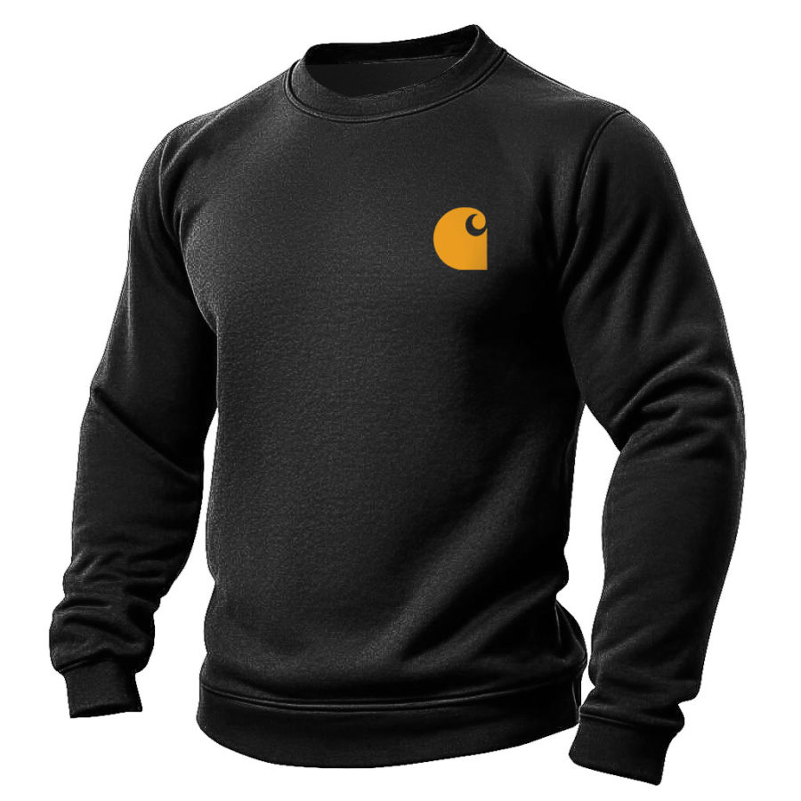 Men's Vintage Logo Print Long Sleeve Crew Neck Sweatshirt