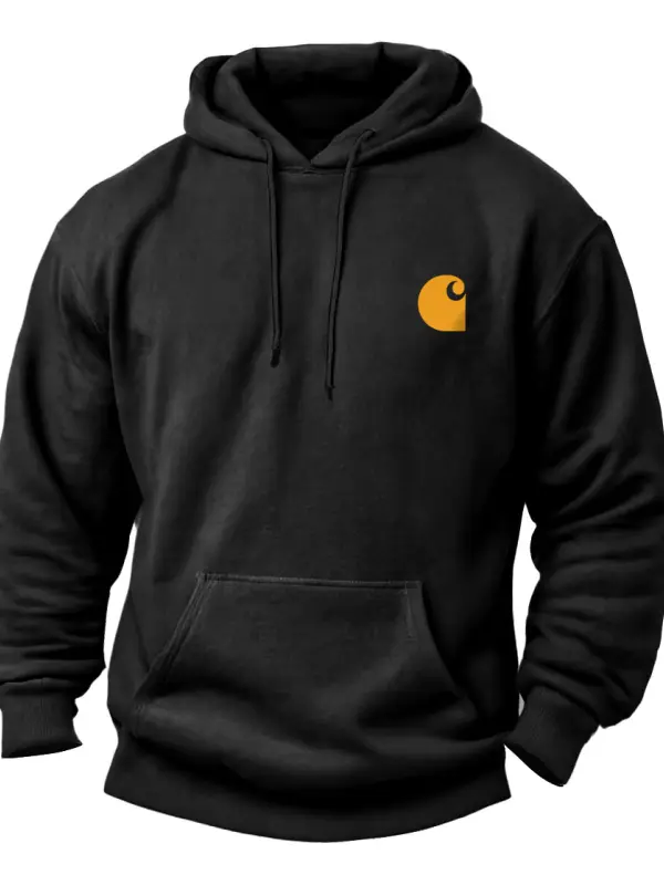 Men's Vintage Logo Print Pocket Long Sleeve Hoodie - Wantbright.com 