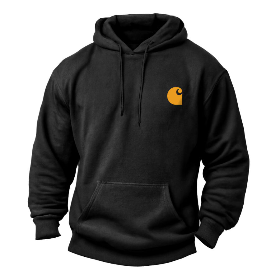 Men's Vintage Logo Print Pocket Long Sleeve Hoodie