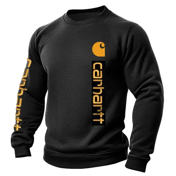 Men's Vintage Letter Print Long Sleeve Crew Neck Sweatshirt - Wayrates.com 