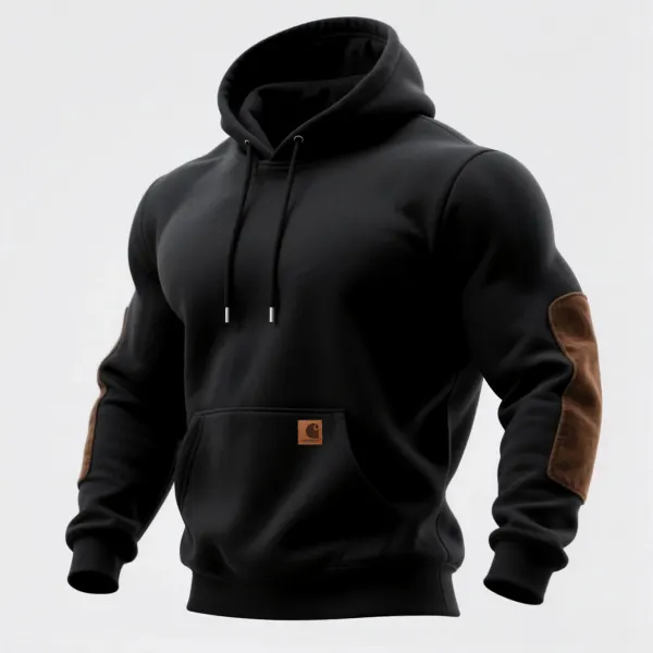 Retro Casual Contrast Color Stitching Hooded Sweatshirt - Wayrates.com 