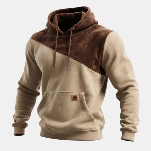 Retro Casual Contrast Color Stitching Hooded Sweatshirt - Wayrates.com 