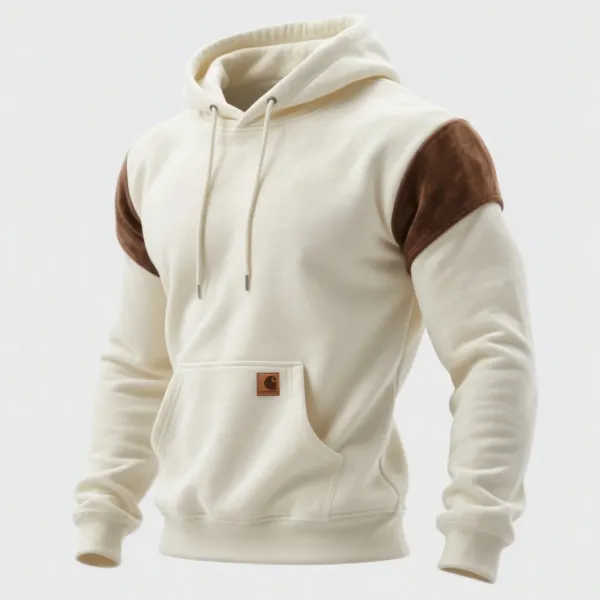Retro Casual Contrast Color Stitching Hooded Sweatshirt - Wayrates.com 