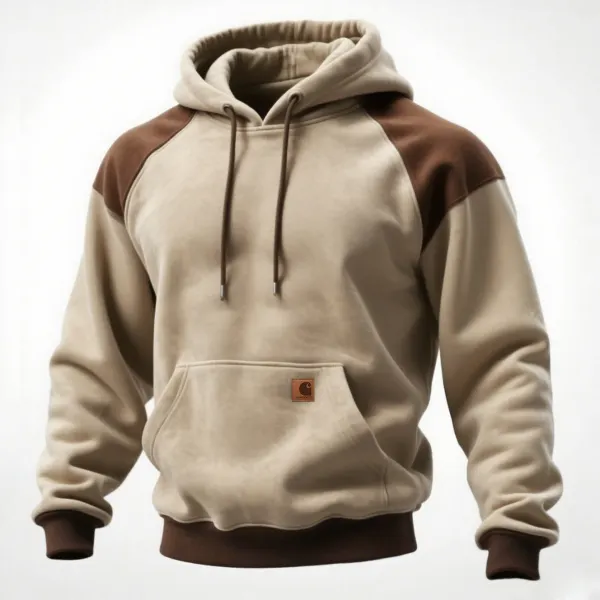 Retro Casual Contrast Color Stitching Hooded Sweatshirt - Wayrates.com 