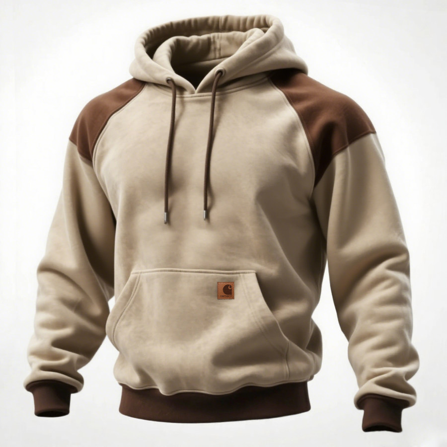 

Retro Casual Contrast Color Stitching Hooded Sweatshirt