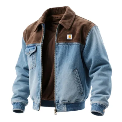 Retro Contrast Color Stitching Denim Lapel Jacket