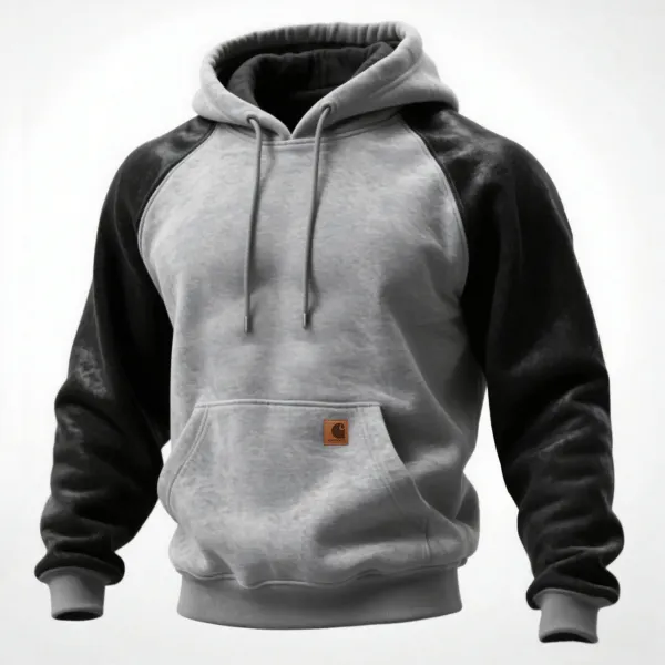 Retro Casual Contrast Color Stitching Hooded Sweatshirt - Wayrates.com 