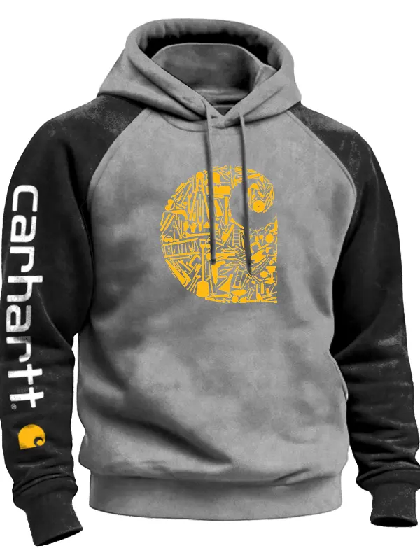 Stylish Graphic Hoodie With Contrast Sleeves For Everyday Wear - Wantbright.com 