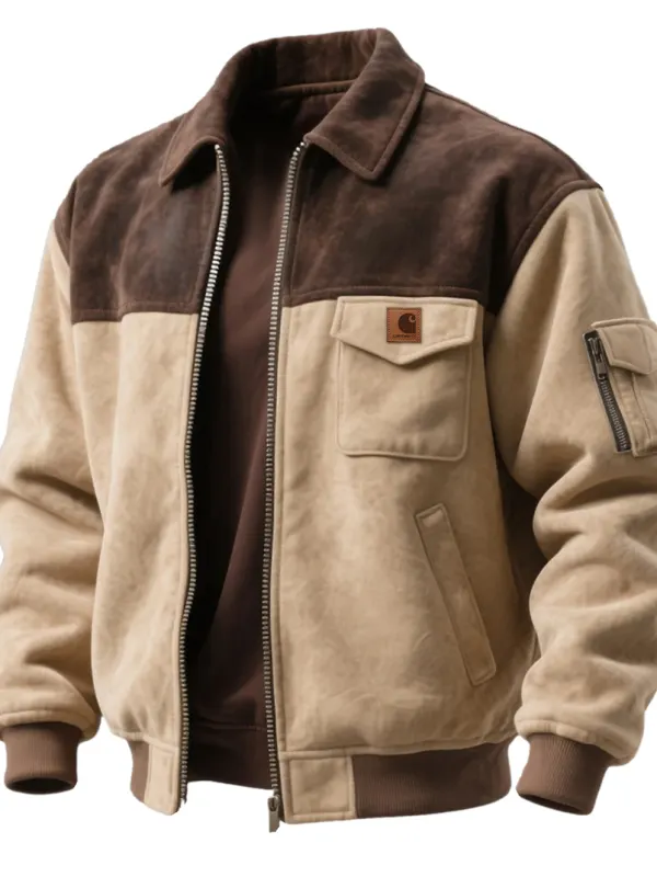 Carhartt Men's Retro Contrast Color Stitching Suede Workwear Jacket - Menbarn.com 