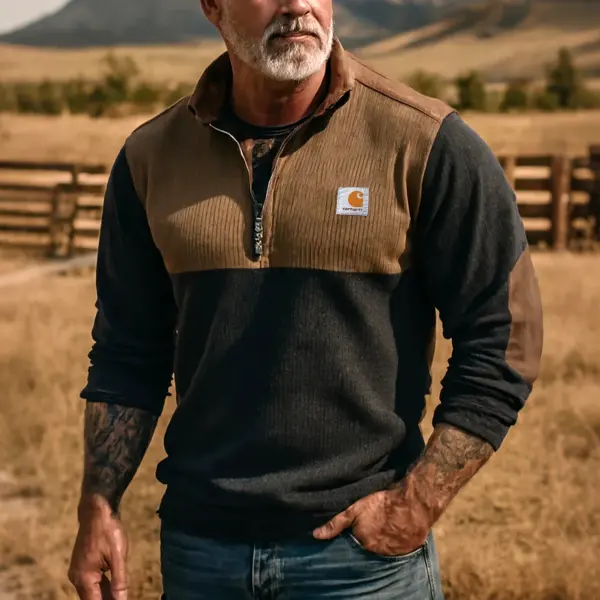 Men's Vintage Quarter-Zip Pullover Jacket - Wayrates.com 
