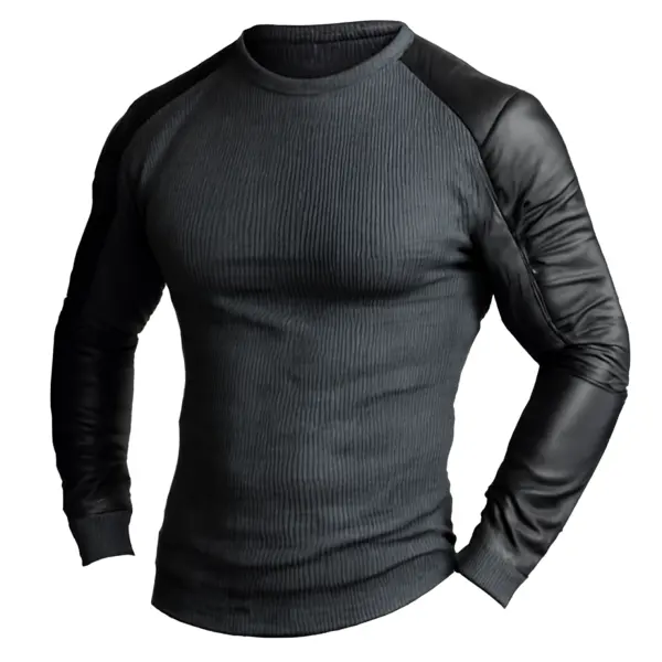 Men's Vintage Slim Fit Long Sleeve Sweatshirt With Contrast Sleeves - Rabclub.com 