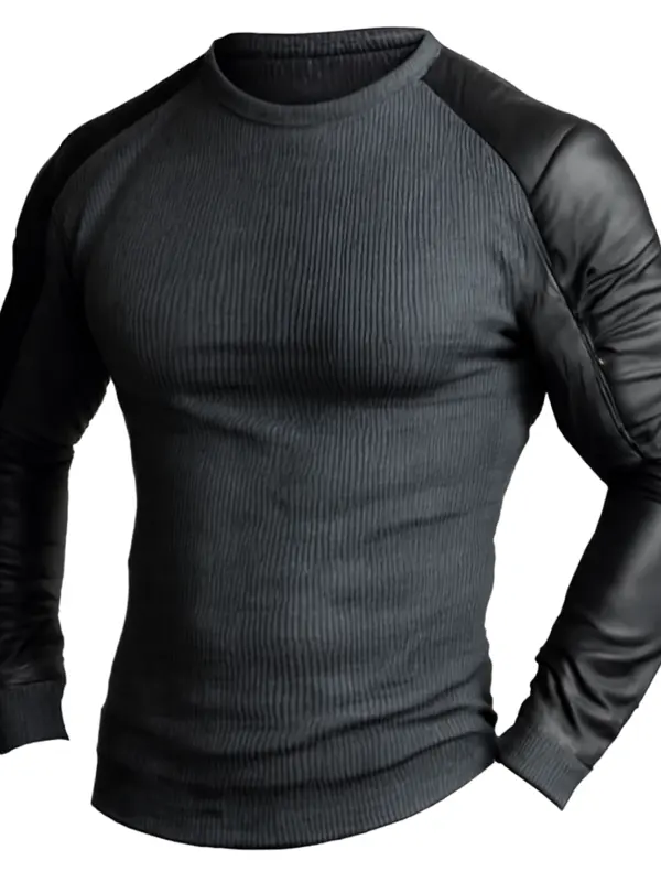 Men's Vintage Slim Fit Long Sleeve Sweatshirt With Contrast Sleeves - Pragmaace.com 