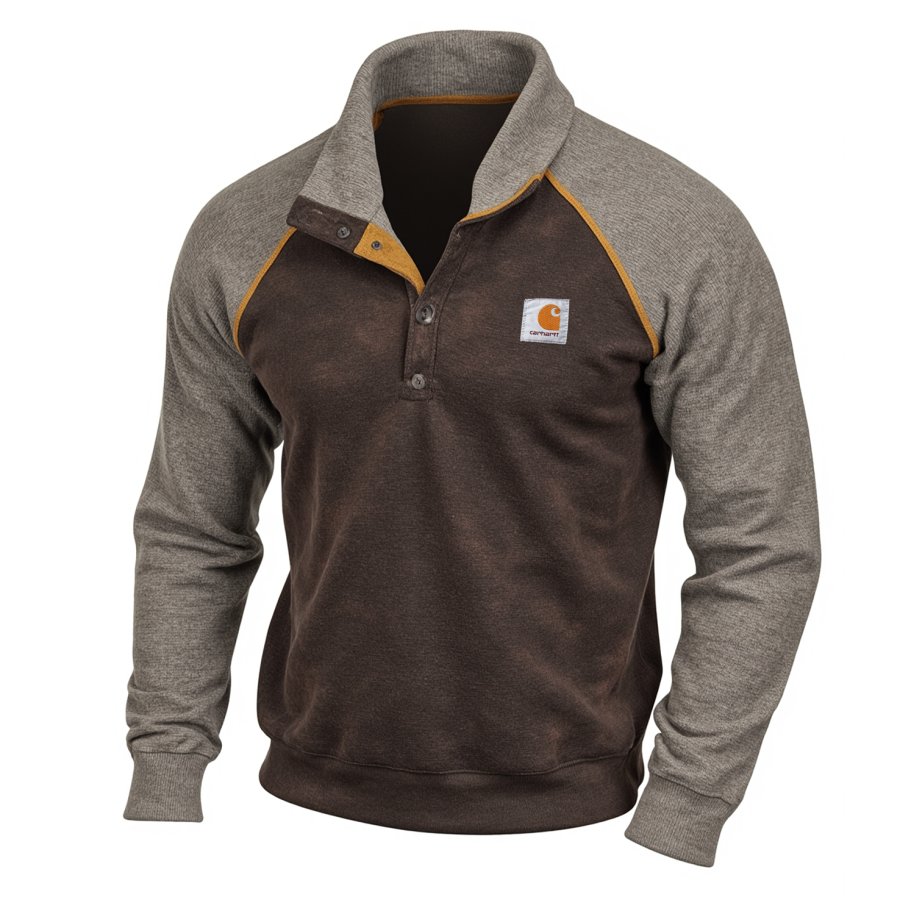 

Men's Vintage Brown And Gray Quarter-Zip Sweatshirt