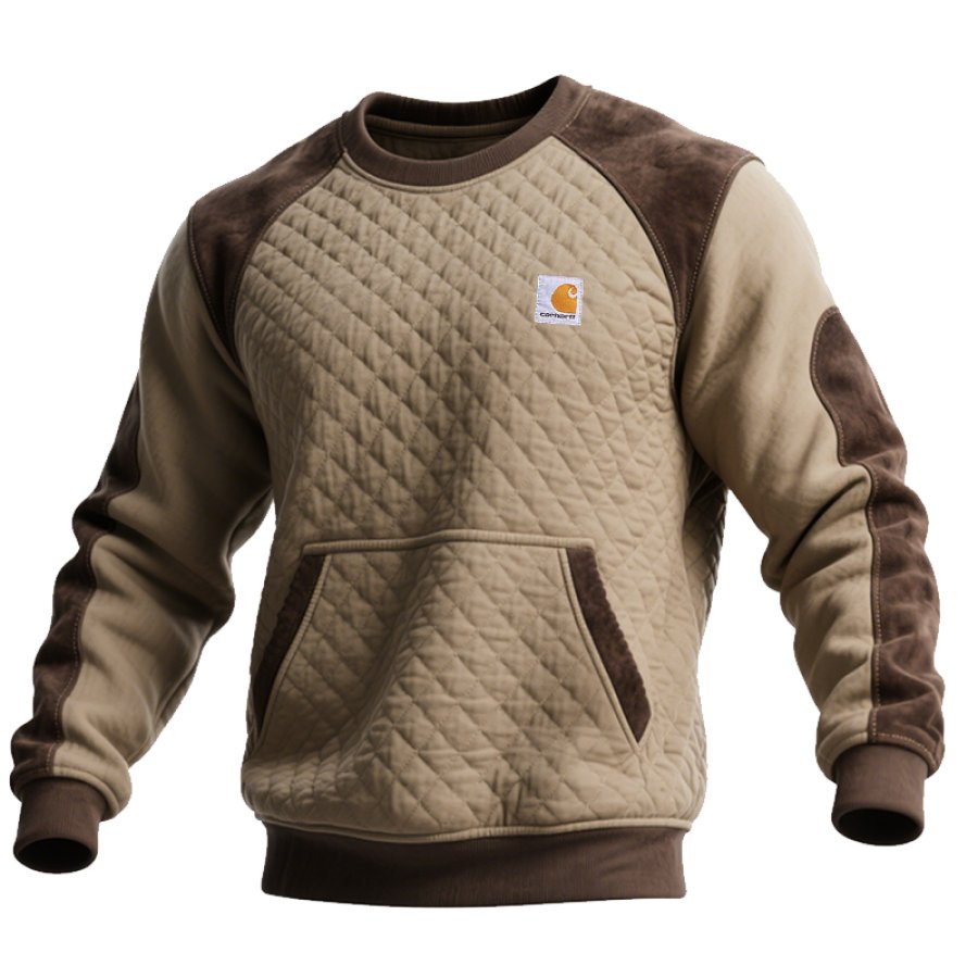

Thick Suede For Warmth Quilted Crewneck Sweatshirt For Ultimate Warmth And Style