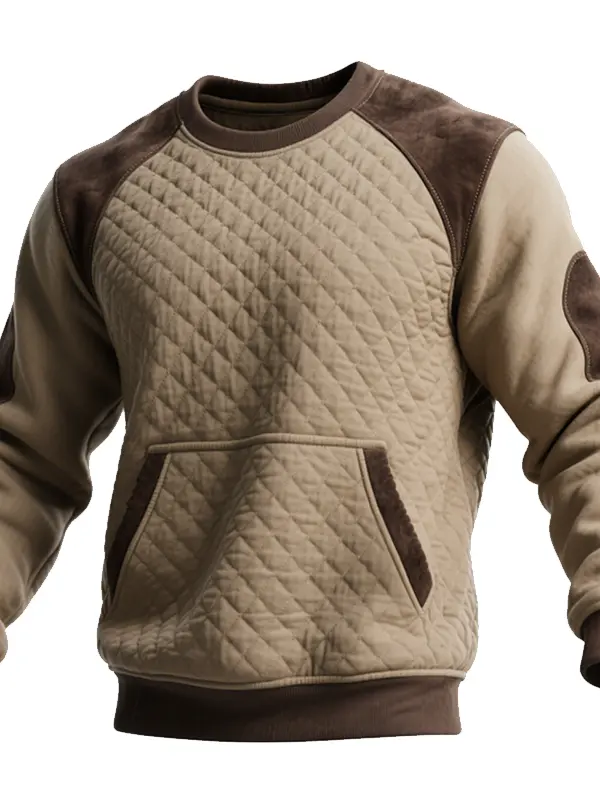 Quilted Crewneck Sweatshirt For Ultimate Warmth And Style - Menbarn.com 