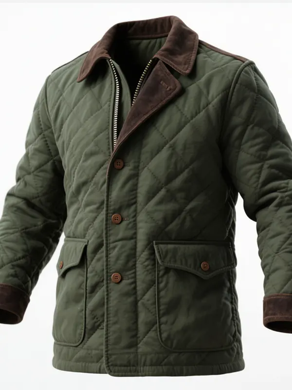 Quilted Jacket With Diamond Stitching For Winter Warmth And Style - Menbarn.com 