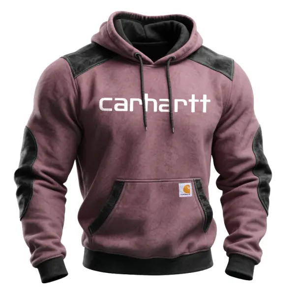 Stylish Hooded Sweatshirt With Contrast Panels And Bold Logo Design - Upgradecool.com 