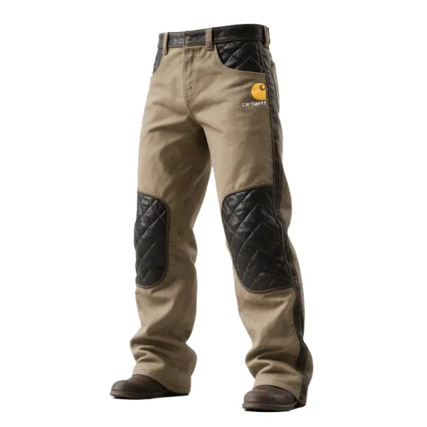Outdoor Motorcycle Durable Work Trousers With Reinforced Patches For Quilted Leather Knee Pads Enhanced Durability - Wayrates.com 
