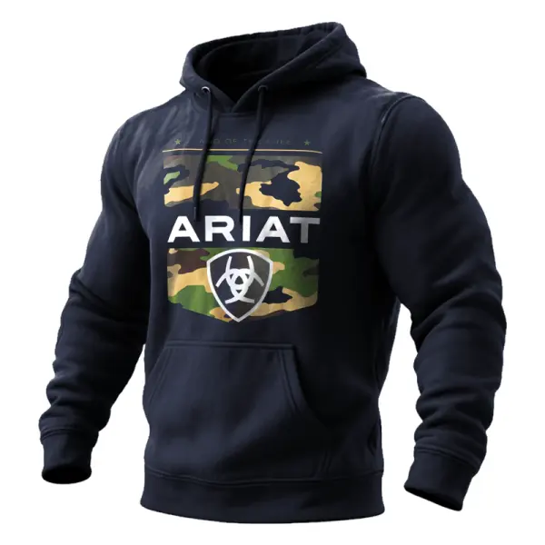 Camouflage Print Hoodie With Shield Design For Men - Perfect For Casual Wear And Outdoor Activities - Wayrates.com 