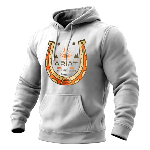 Stylish Hoodie With Unique Horseshoe Design For Casual Wear - Wayrates.com 