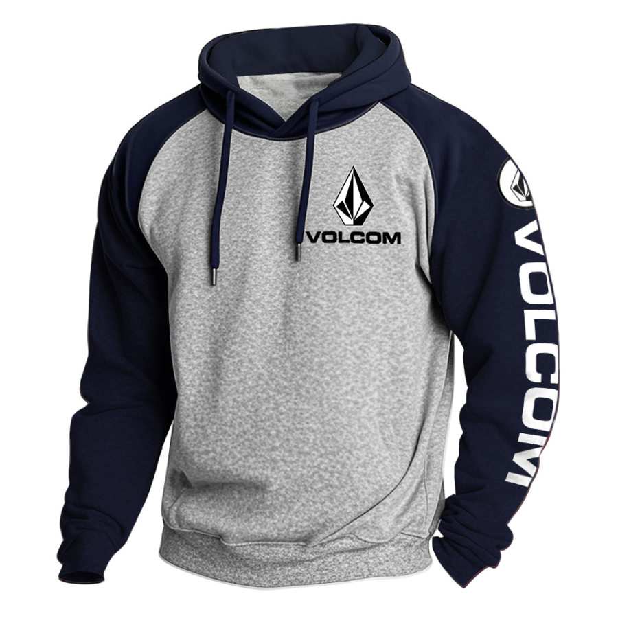 

Men's Vintage Surf Diamond Print Pocket Raglan Sleeve Hoodie