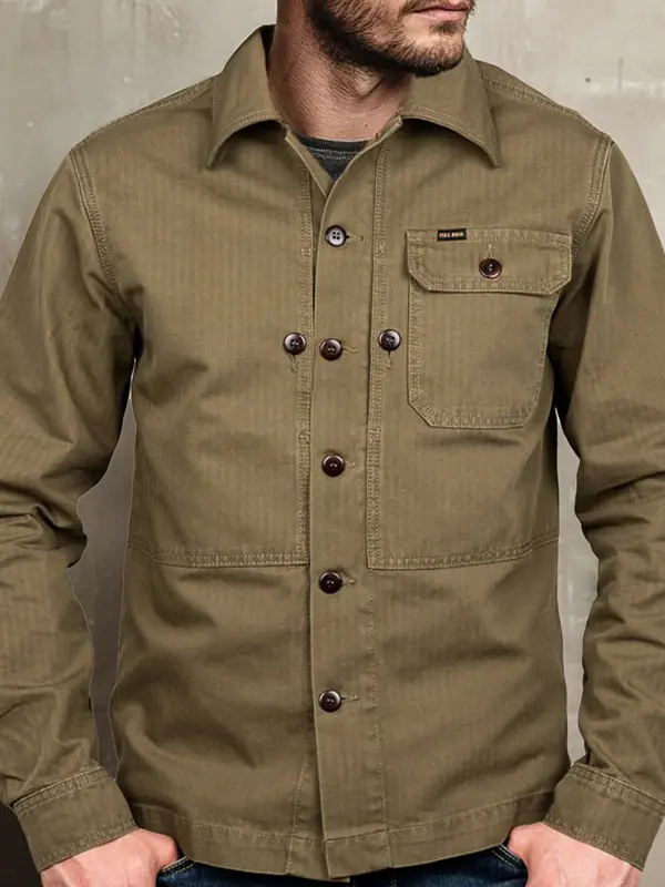 Olive Green Utility Shirt Jacket For Men - Perfect For Outdoor Adventures And Casual Wear - Wantbright.com 