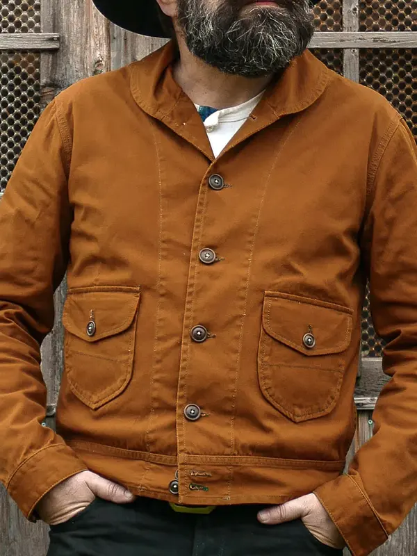 Rustic Brown Workwear Jacket With Classic Button Closure - Wantbright.com 
