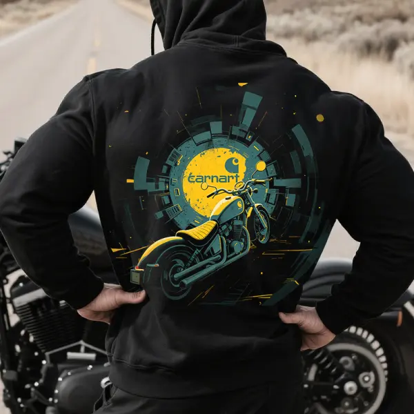 Men's Casual Motorcycle Graphic Print Hoodie - Wayrates.com 