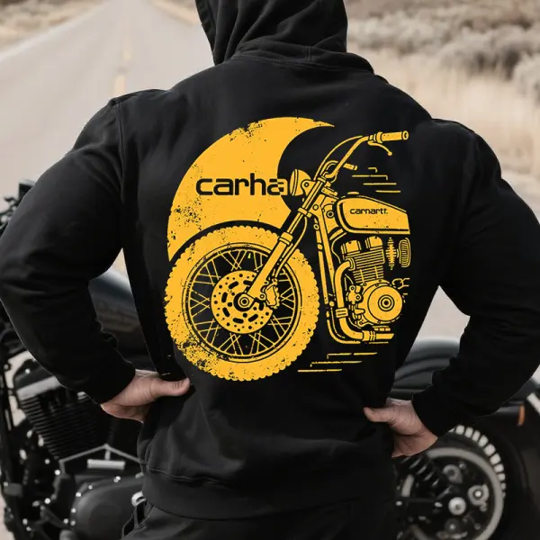 Men's Western Road Trip Motorcycle Graphic Print Hoodie - Wayrates.com 