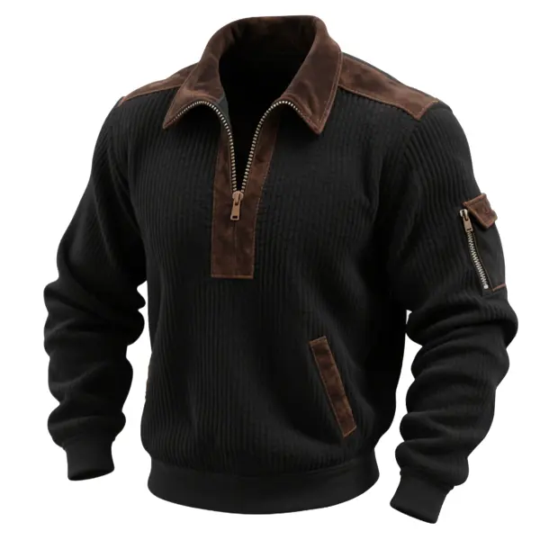 Men's Vintage Chenille Half-Zip Pullover Sweatshirt - Wayrates.com 