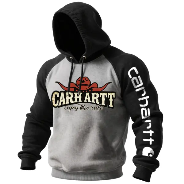 Carhartt Men's Vintage Western Cowboys Ethnic Skull Print Gaglan Sleeves Hoodie - Cotosen.chimpone.com 