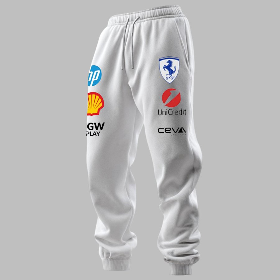 

Men's 2025 Newest Retro Racing Print White Sports Pants