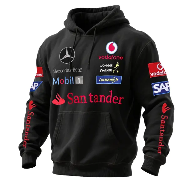 Men's 2025 Newest Retro Racing Print Black Oversized Hoodie - Wayrates.com 