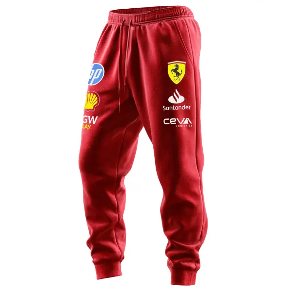 Men's 2025 Newest Retro Racing Print Red Sports Pants - Wayrates.com 